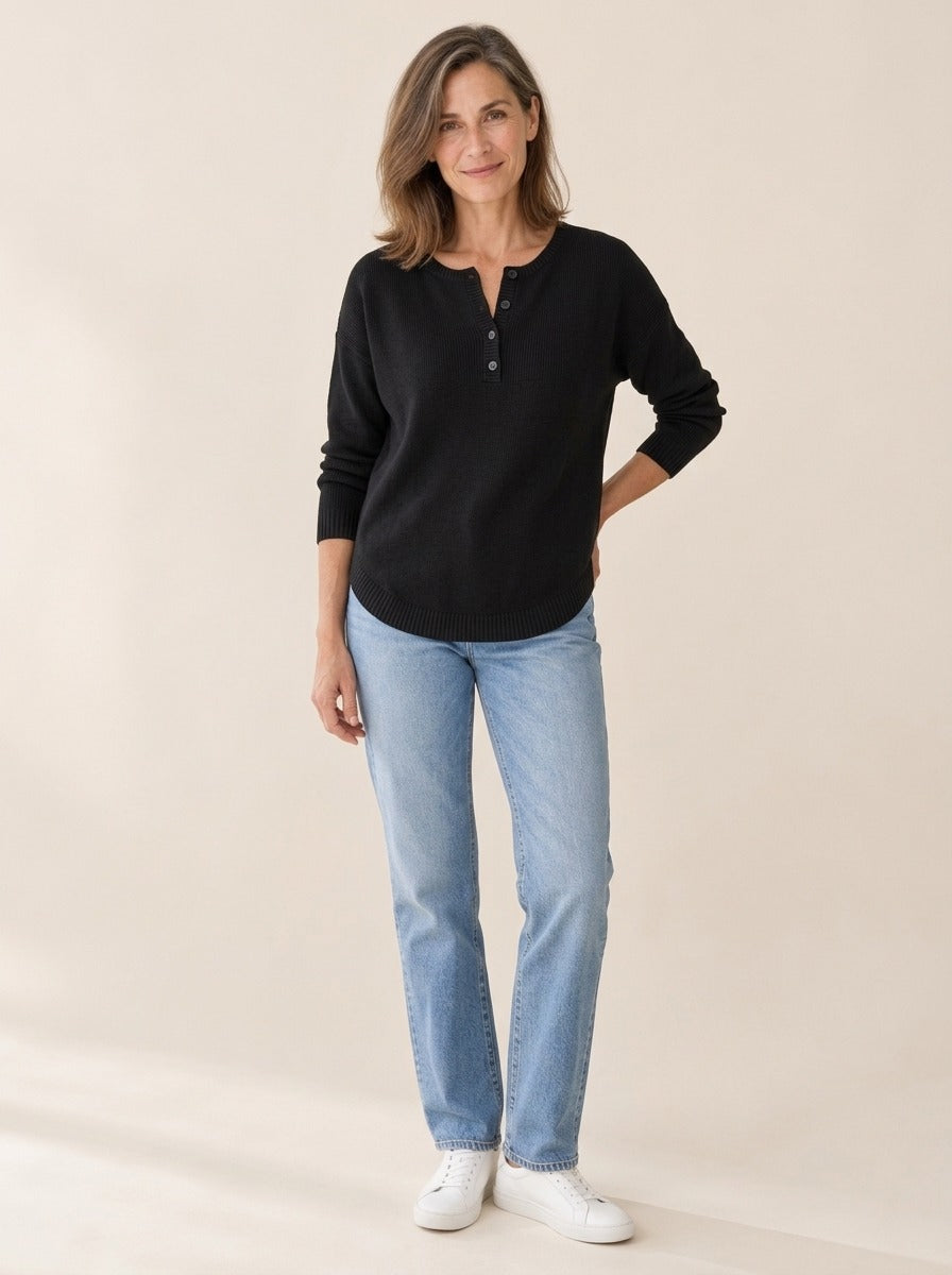 Helena | Pull en maille boutonné style Henley
