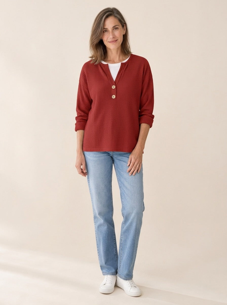 Lucinda | Haut Henley à boutons