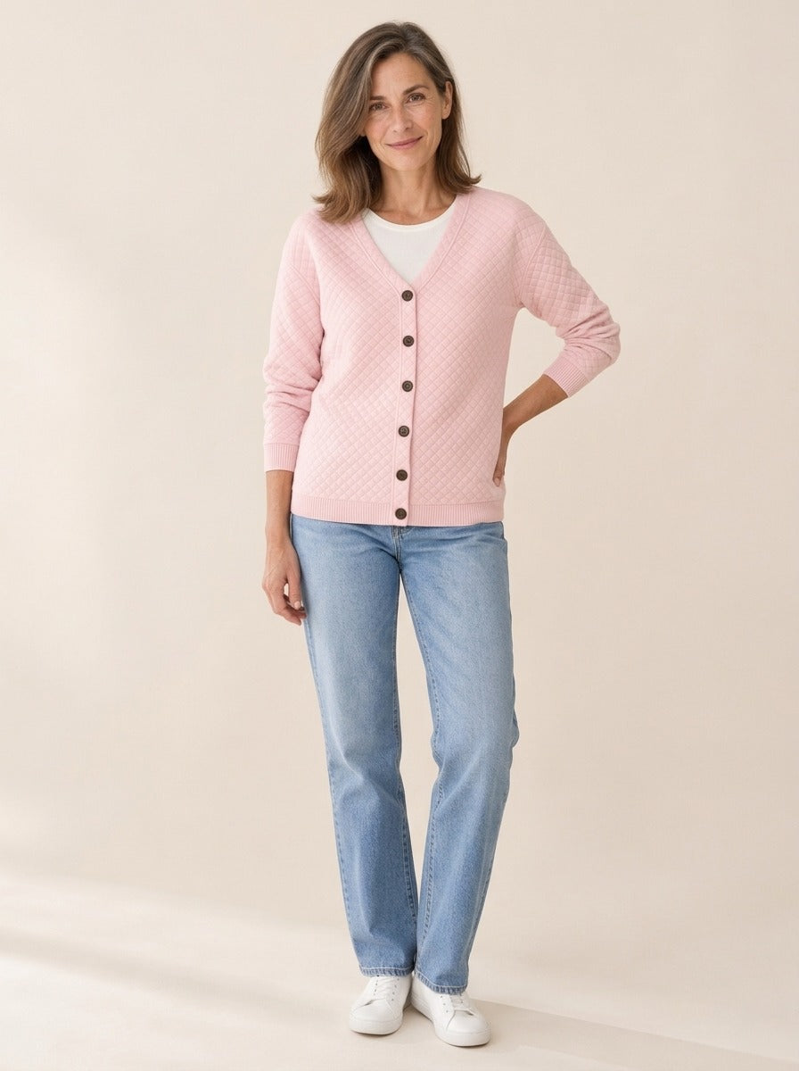 Laverne | Cardigan matelassé boutonné sur le devant