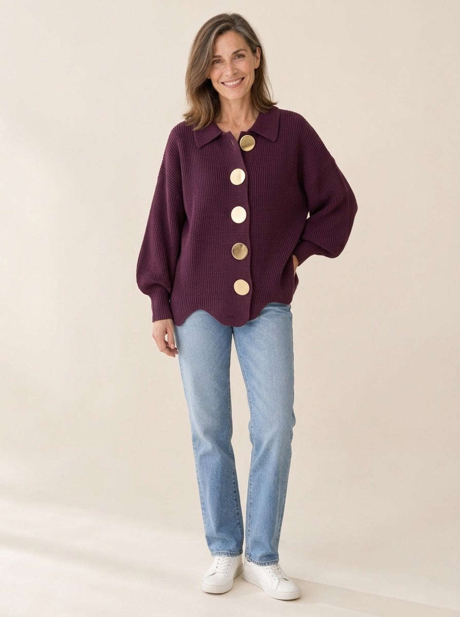Valentine | Karina Cardigan oversize à col et boutons