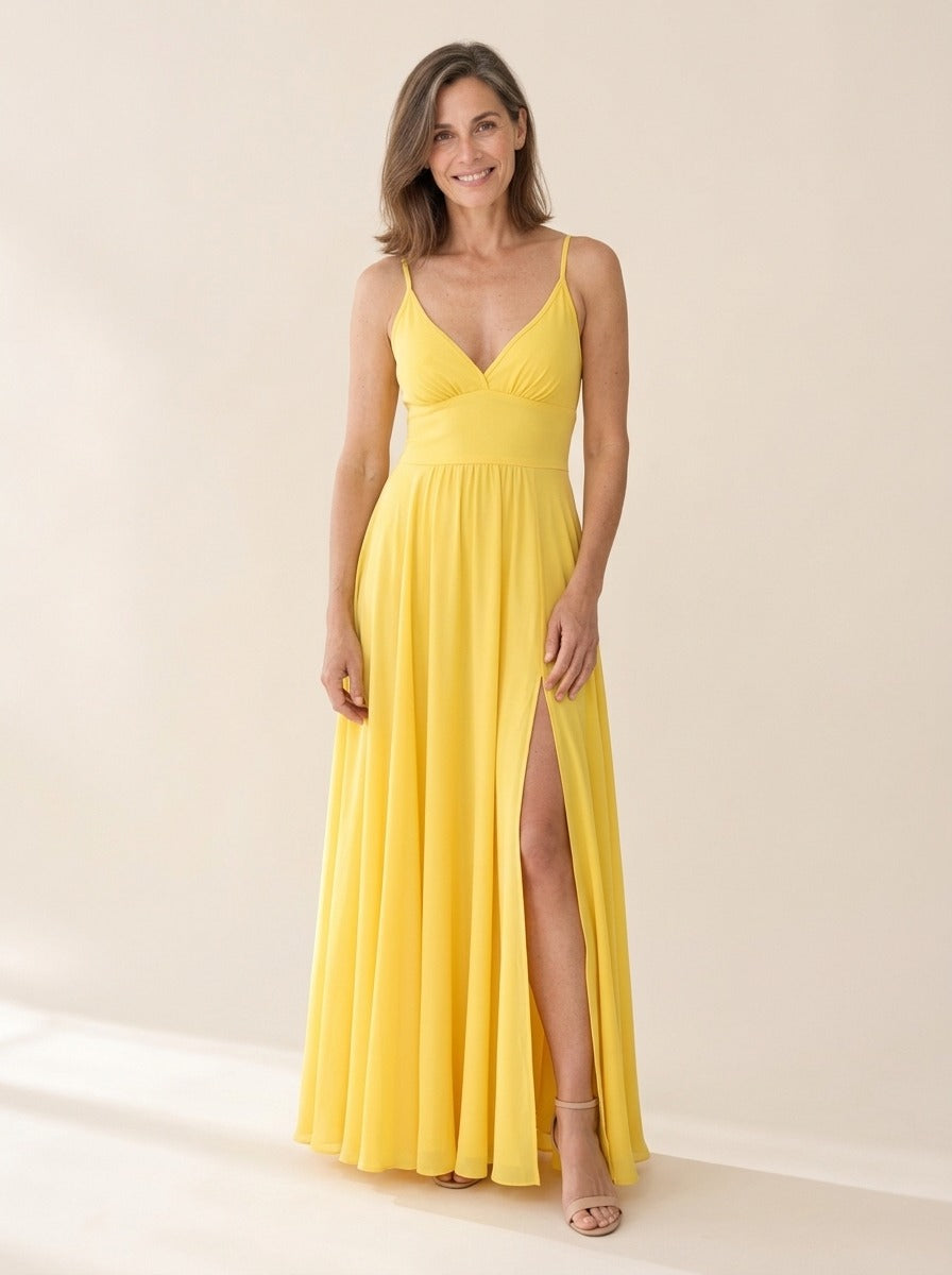 Capucine | Robe Longue Fendue à Dos Lacé