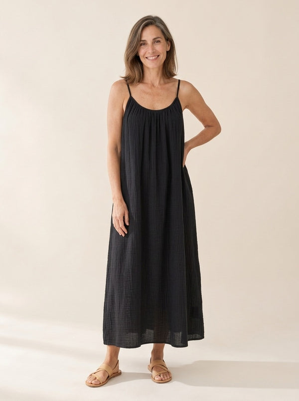 Céleste | Robe gaze de coton dos nu
