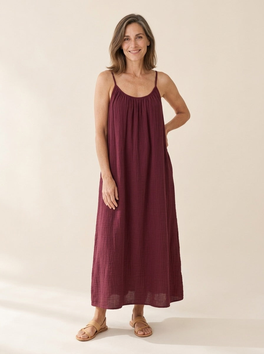 Céleste | Robe gaze de coton dos nu