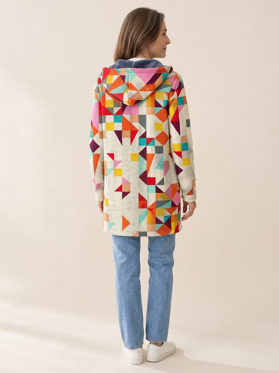 Constance | Veste à capuche doublée Mosaïque géométrique