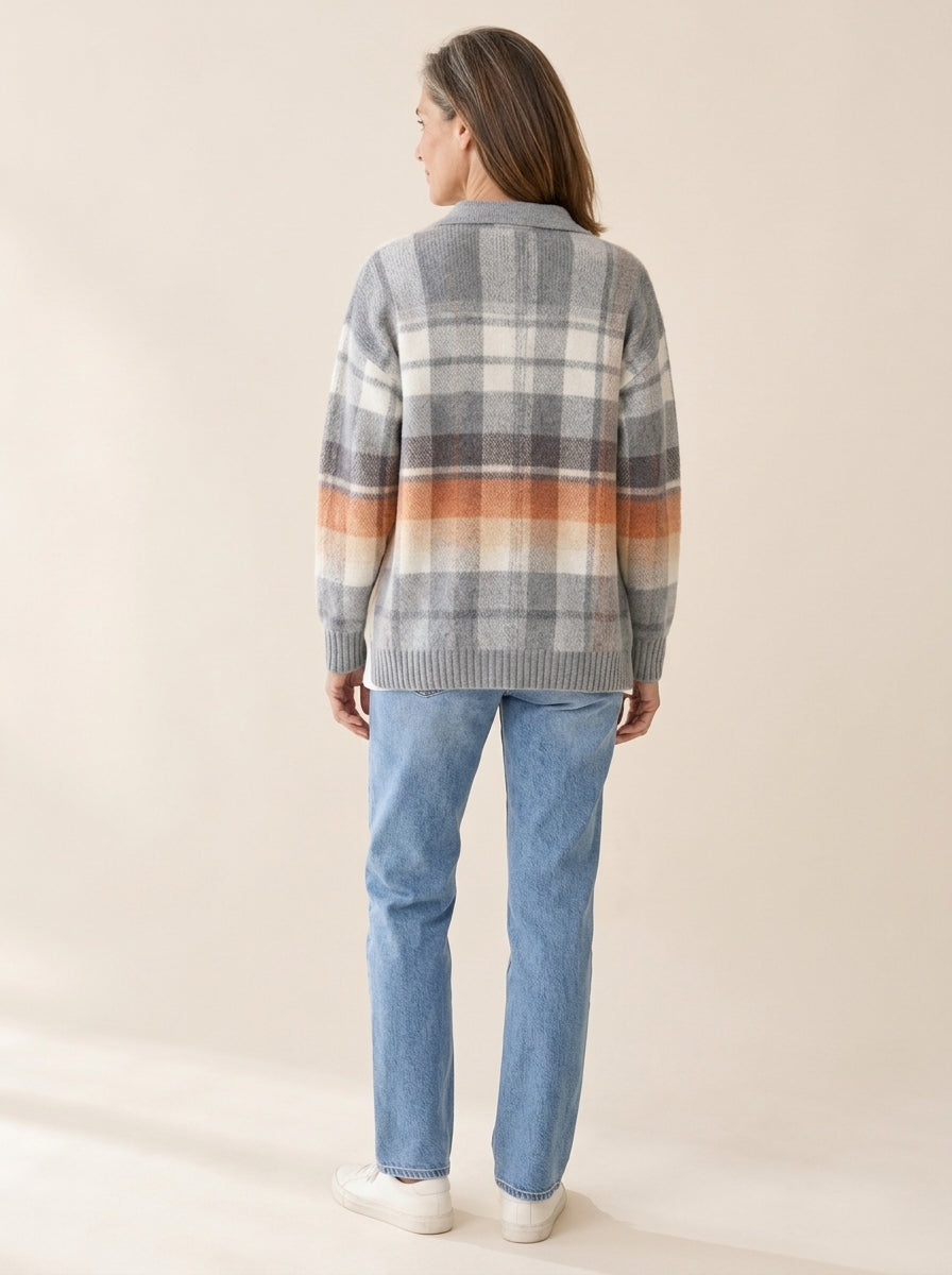Marlene | Cardigan chaud à carreaux dégradés