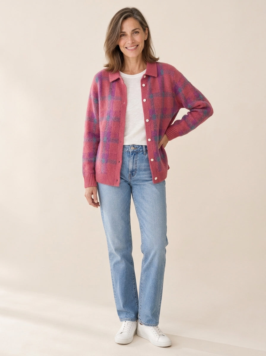 Ashley | Cardigan classique à carreaux