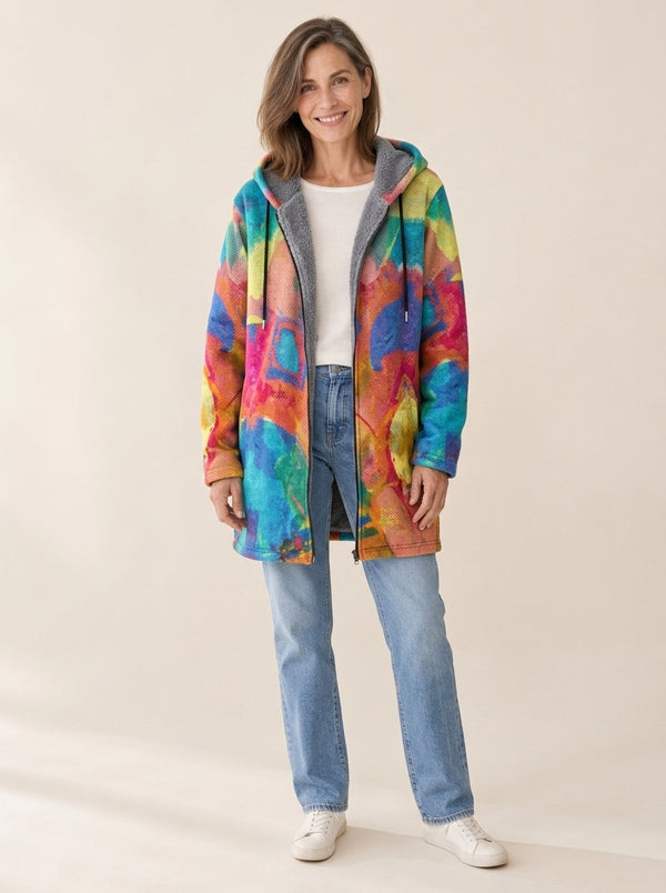 Fleur | Veste à capuche doublée Patchwork pastel