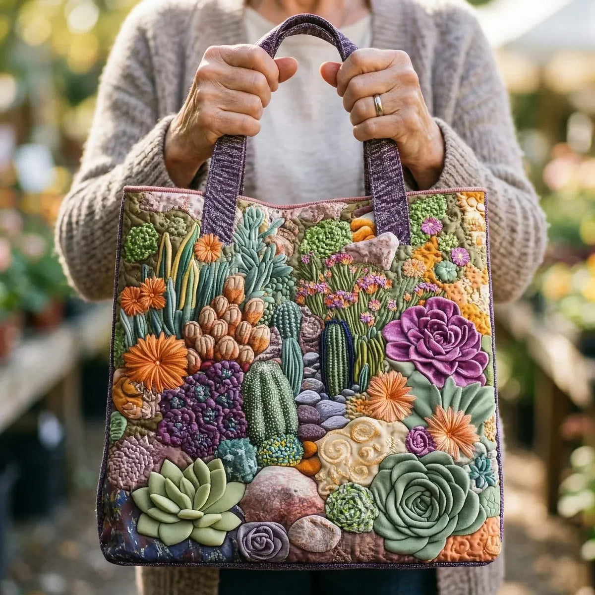 Éliane | Sac artisanal Jardin de succulentes