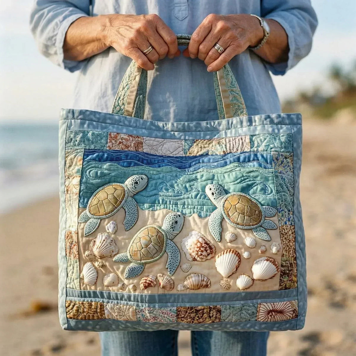 Aimée | Sac matelassé artisanal Tortues marines