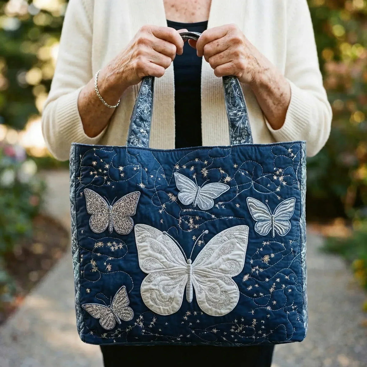 Martine | Sac artisanal Papillon argenté