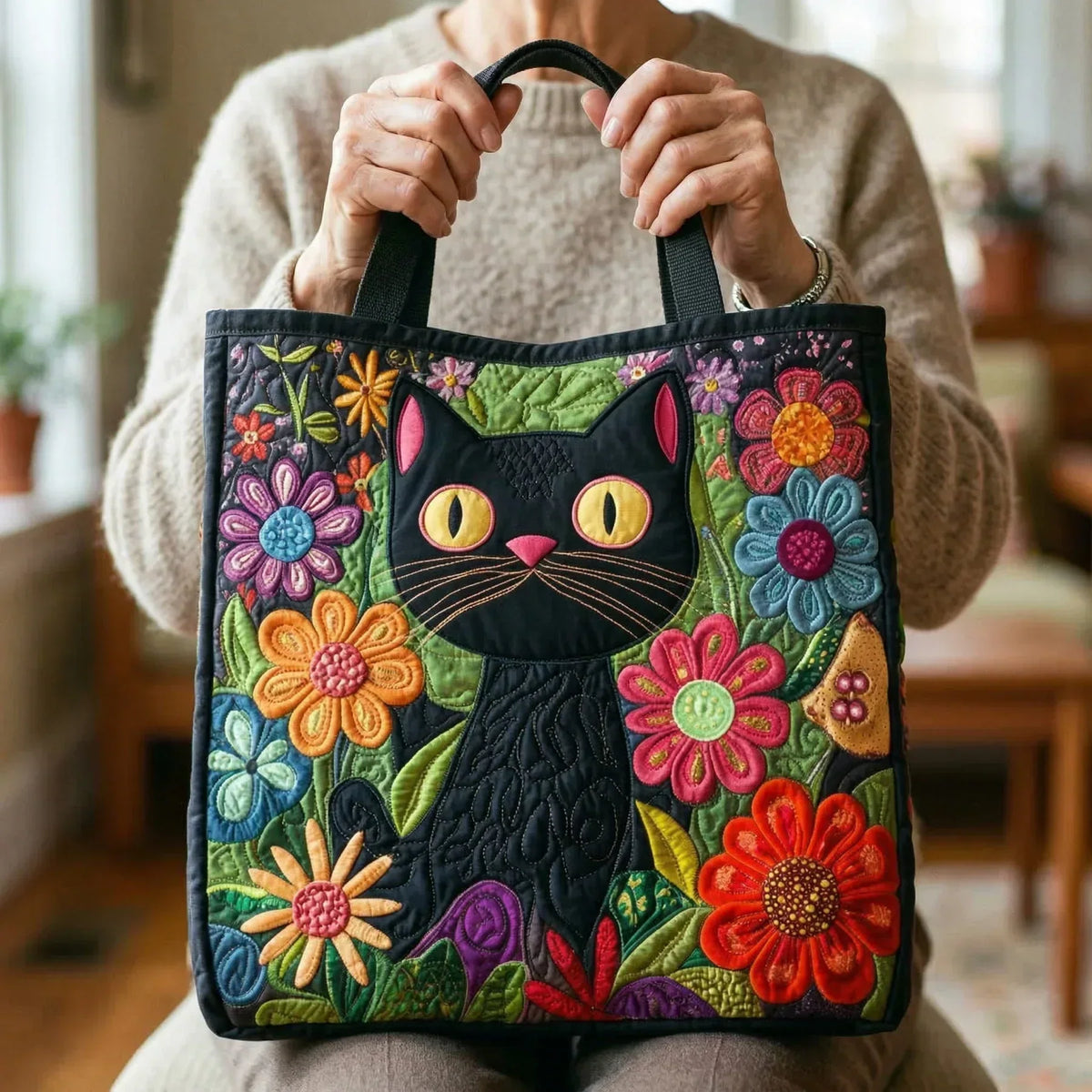 Fantine | Sac matelassé Chat noir enchanté