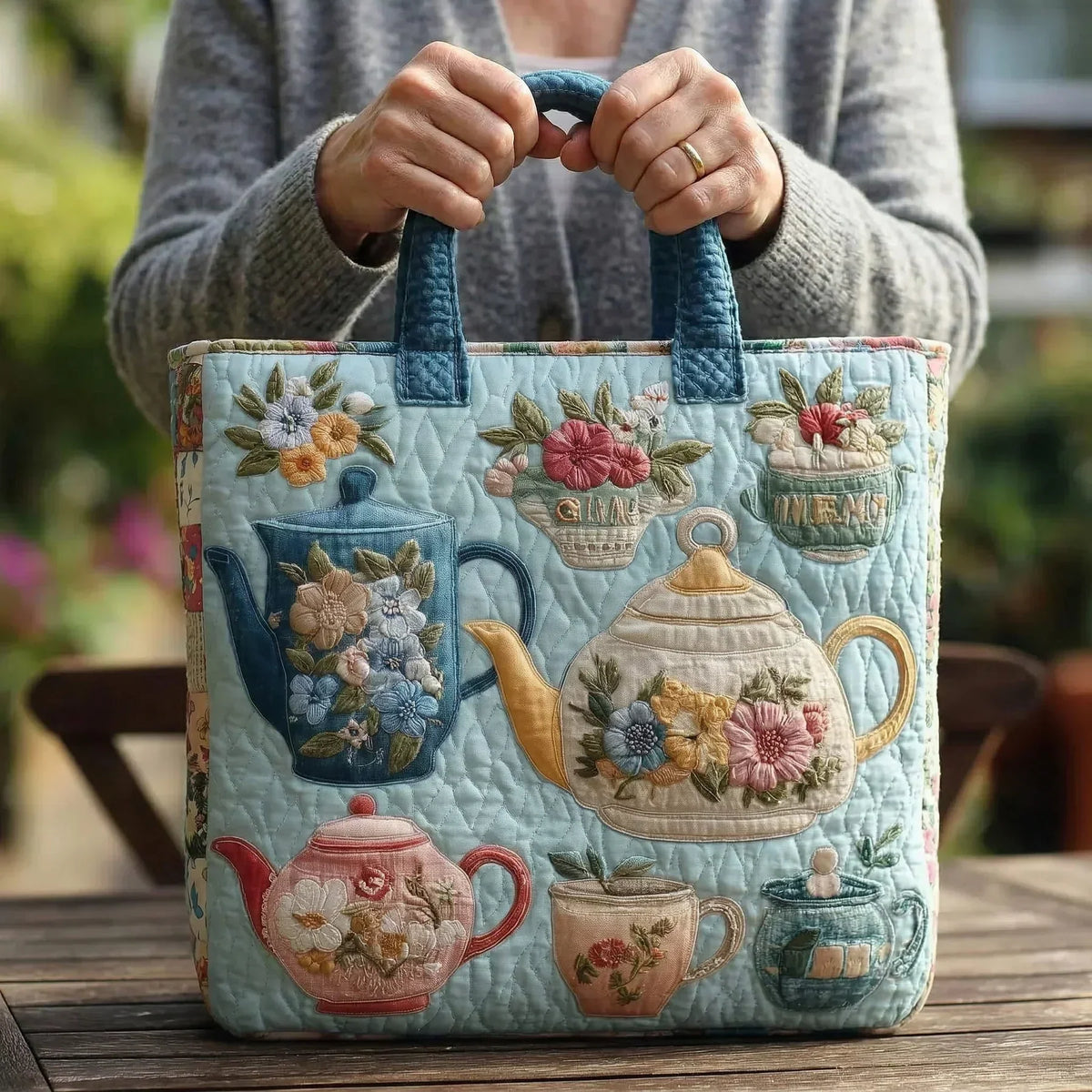 Tiphaine | Sac cabas matelassé Motif floral