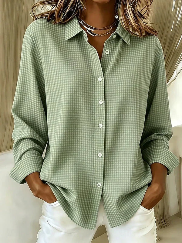 Hélène™ | Blouse ample à carreaux boutonnée
