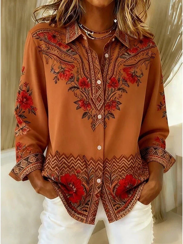 Danielle™ | Blouse à imprimé floral artistique